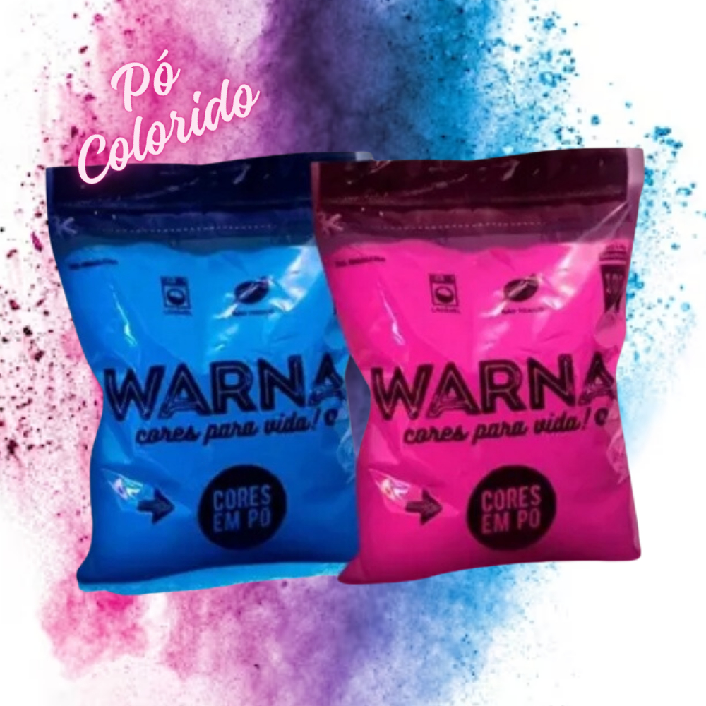 2 Tinta Em Pó Holi Azul Rosa Chá Revelação Escapamento Balão Cor 1 Azul + 1 Rosa