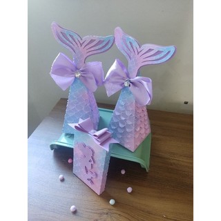 kit festa personalizadas luxo/ sereia/ calda da sereia, caixinhas personalizadas
