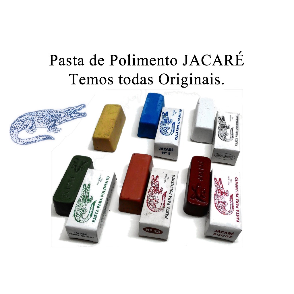 7 Pastas Jacaré Massa de Polir E Afiar 145g Original Vidro Plastico Resina Metal