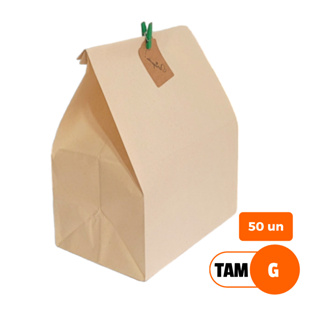 Saco de Papel Kraft Cor Off White c/50 un Tam G Delivery em Oferta na Shopee