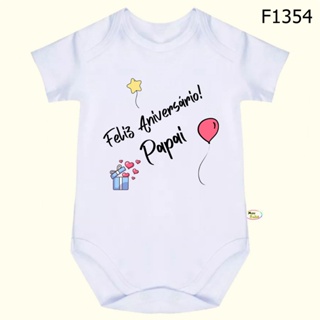 Body Bebê Frases Feliz Aniversário Papai SF1354 em Oferta na Shopee