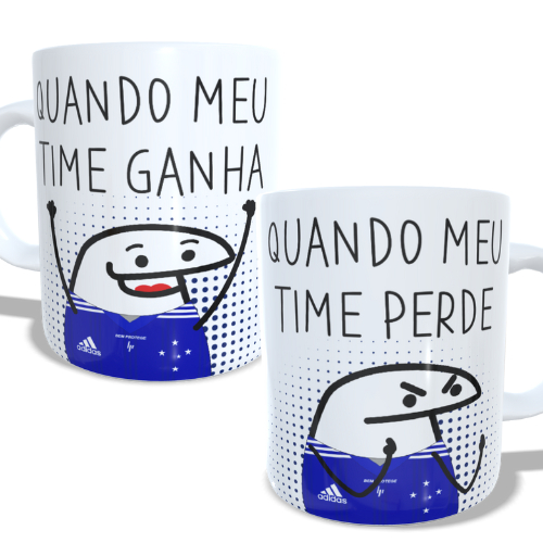 Caneca Flork times do Brasileirão Quando meu time ganha / quando meu time perde Cruzeiro