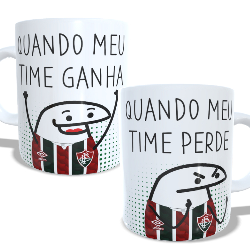 Caneca Flork times do Brasileirão Quando meu time ganha / quando meu time perde Fluminense