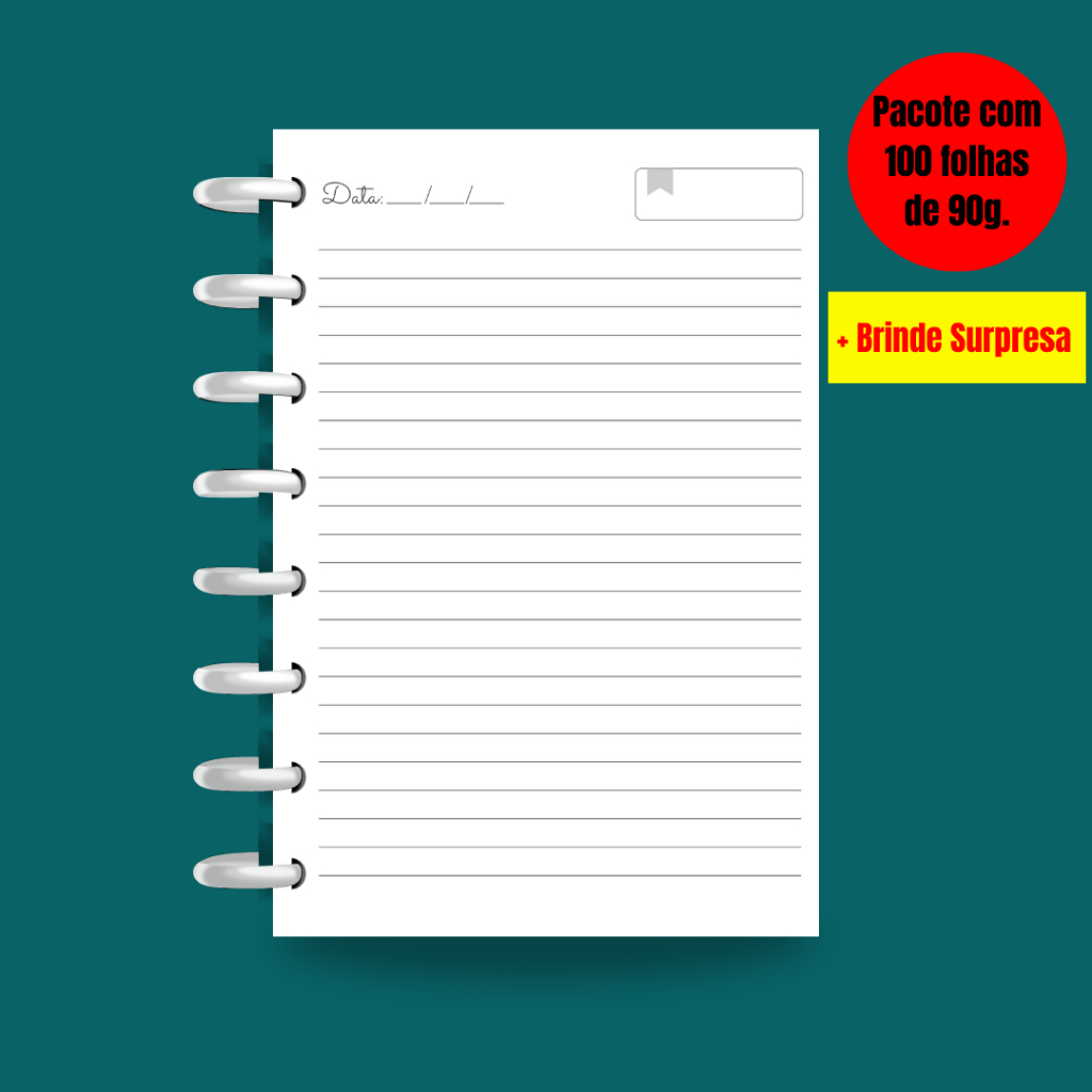 Refil para Caderno de Discos 90g 100 Folhas BlackLine | Material Escolar I Folha Caderno inteligente