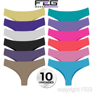 KIT 10 Calcinha Tanga Corte A Laser Não Marca Lisa Sem Costura em Oferta na Shopee