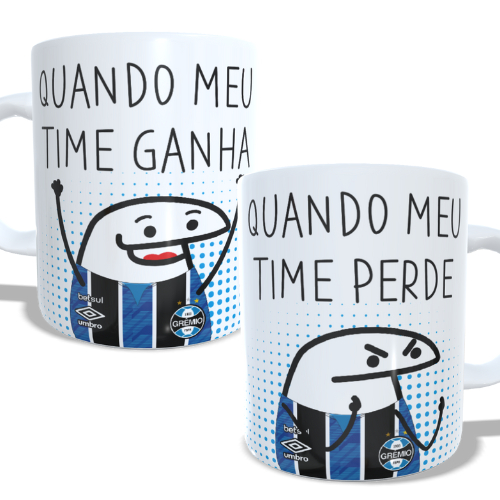 Caneca Flork times do Brasileirão Quando meu time ganha / quando meu time perde Gremio