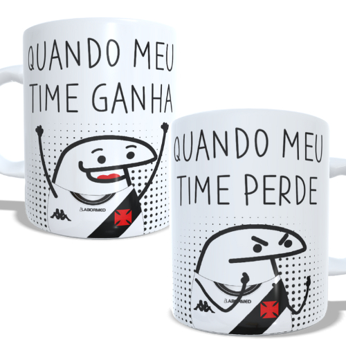 Caneca Flork times do Brasileirão Quando meu time ganha / quando meu time perde Vasco