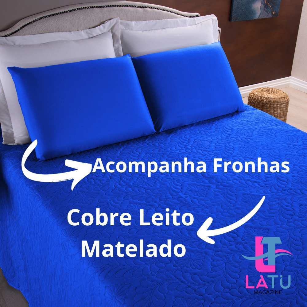 Cobre Leito Colcha 3 Peças  - King Size - Cobre Leito + Duas Fronhas - Home & Living