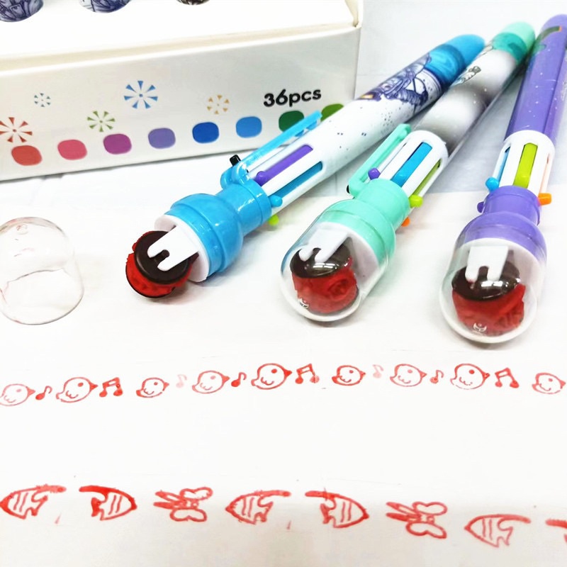 1 caneta 6 em 1 papelaria divertida 6 cores caneta esferográfica multicolorida papelaria/escritório/escola ​