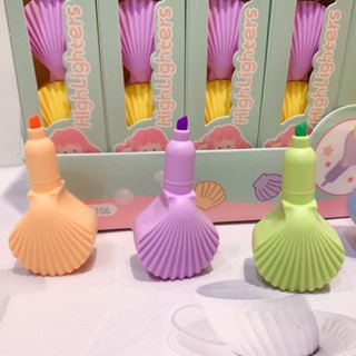 Kit Com 6 Canetas Mini Marca Texto concha / Mini Marcadores Fofos