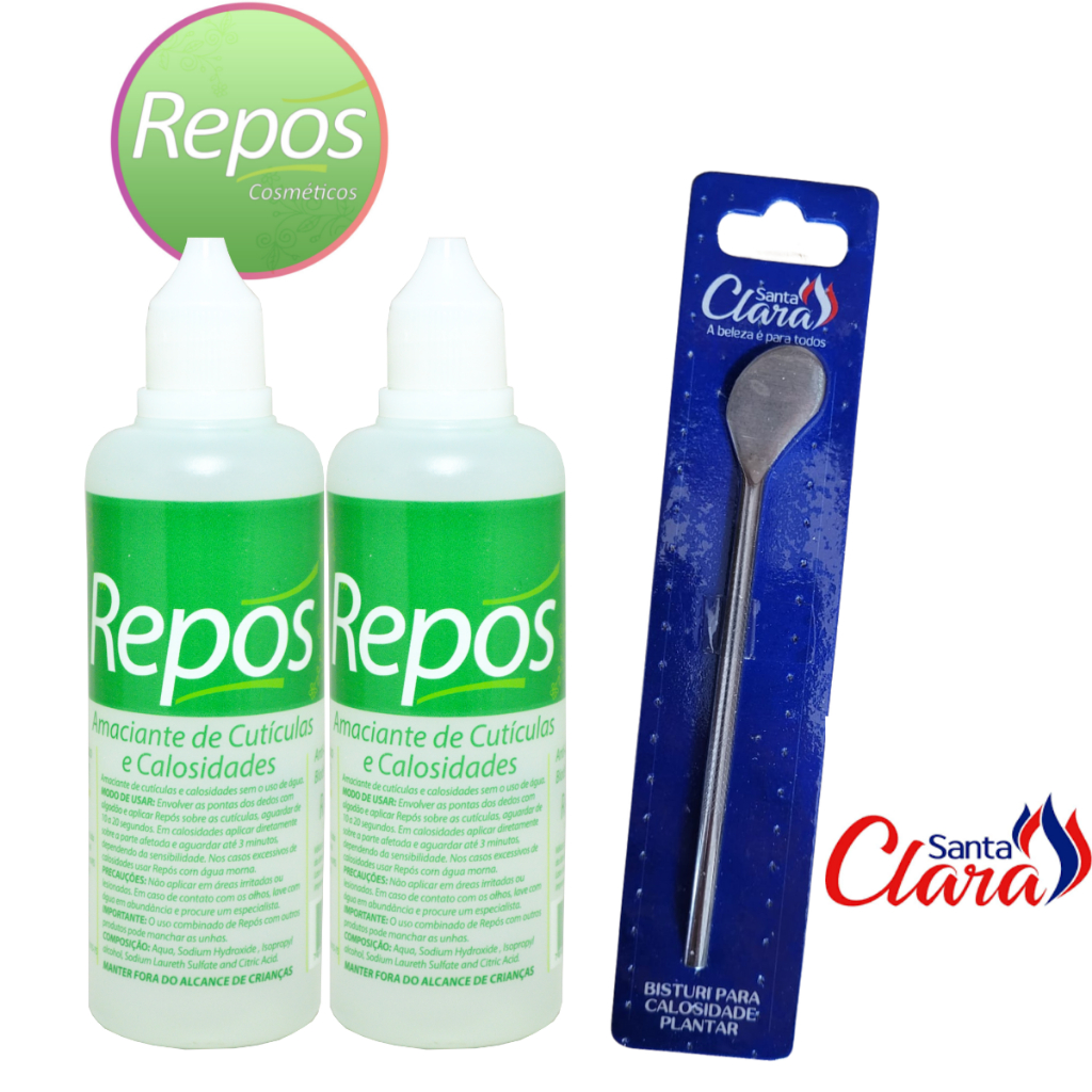 kit 2 Amaciante de Cutículas e Calosidades 150ml Repos + Espátula Ref 222