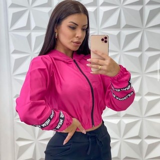 Jaqueta Corta Vento Feminina Corta - Vento de Tactel com Capuz Blusa Feminina - Moda Outono, Primavera Verão e Inverno