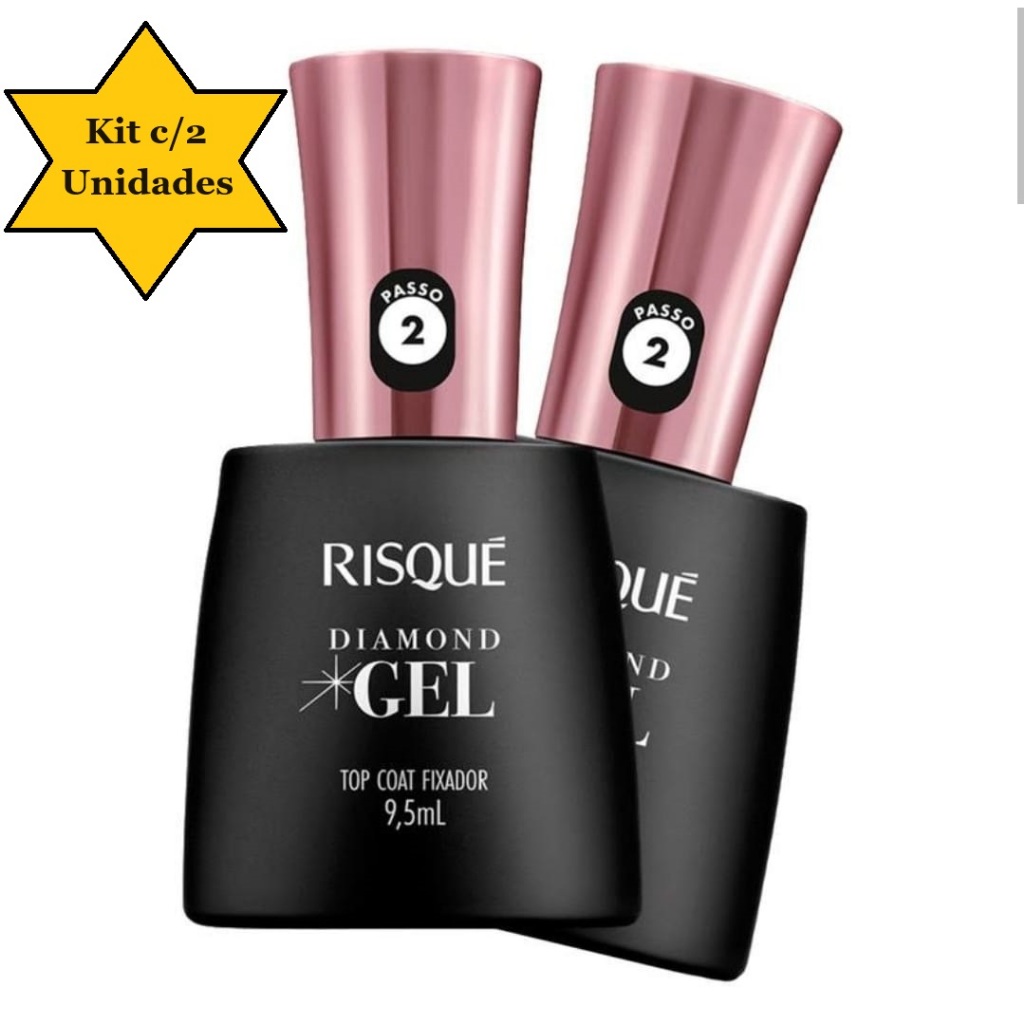 Kit c/2 unidades Risqué Top Coat Fixador Diamond Gel Cremoso 9,5 ml