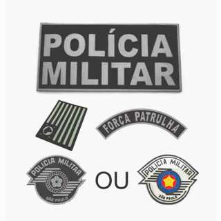 Kit POLICIA MILITAR SP 4 peças EMBORRACHADO C/ VELCRO