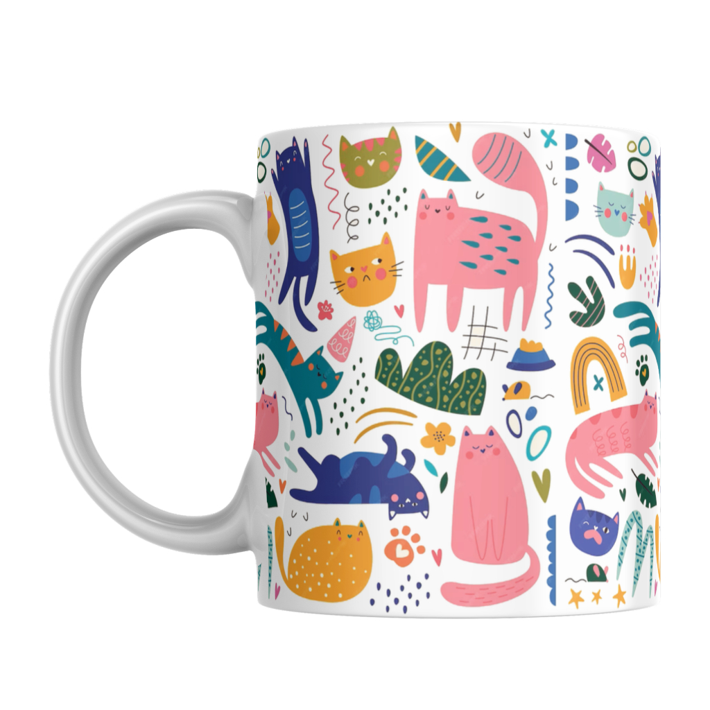 Caneca Personalizada Gatinhos Gatos fofos Cats coloridos Bendito Print