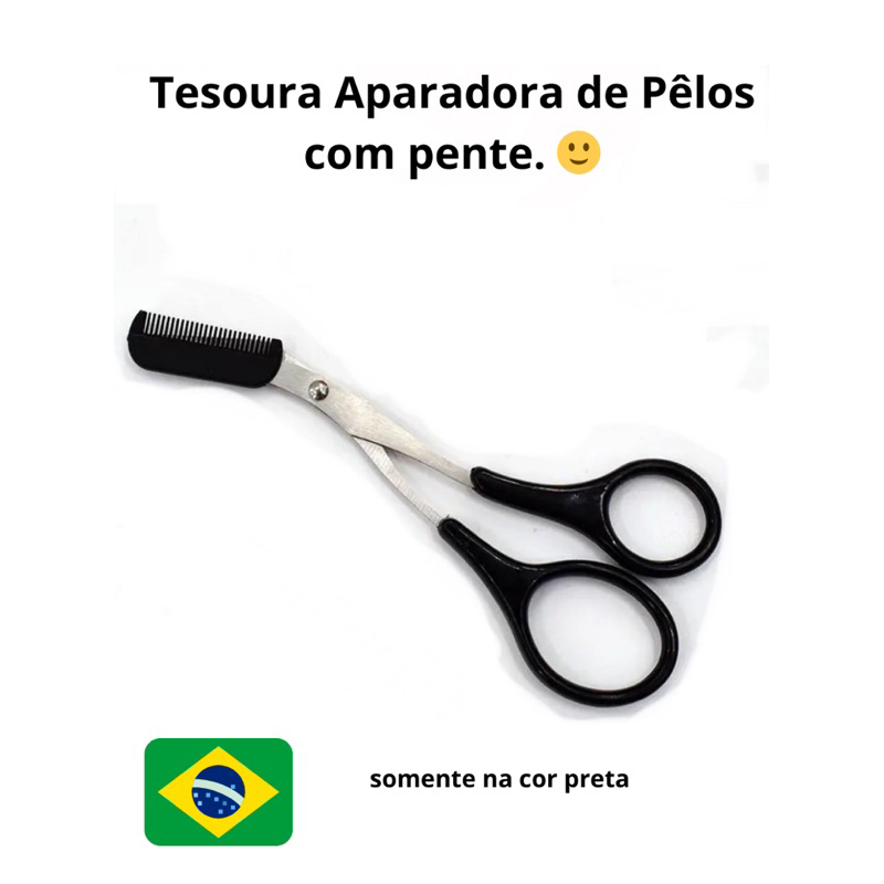 Tesoura aparadora de Pêlos/ sombrancelha com pente.