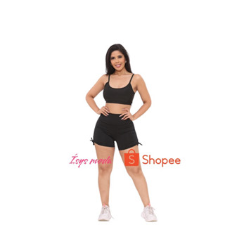 Short feminino Corda Lateral Cintura Alta Fitness para Academia e Caminhada