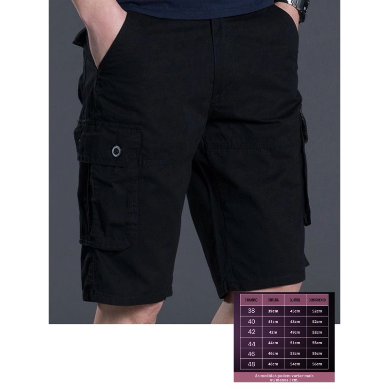 bermuda masculina Cargo brim em Oferta na Shopee