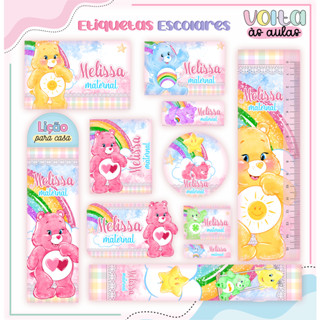 KIT DE ETIQUETAS ESCOLARES / TAG/CHAVEIRO DE IDENTIFICAÇÃO PARA MOCHILAS, ESTOJOS E LANCHEIRAS / KIT DE RÉGUA 15CM + MARCA PÁGINA TODOS PERSONALIZADOS COM NOME E SERIE/ANO ESCOLAR DO ALUNO - TEMA URSINHOS CARINHOSOS