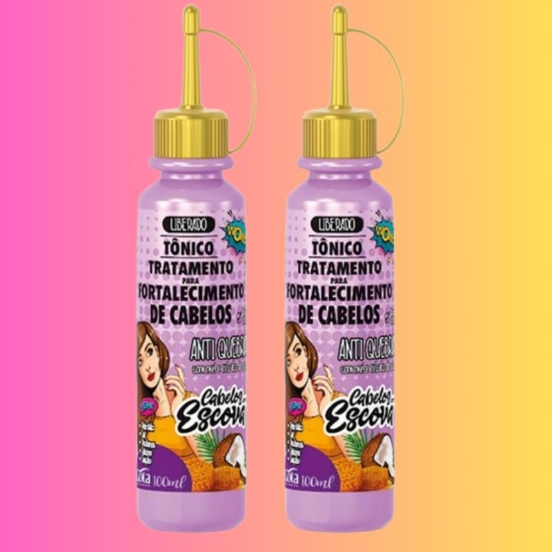 Kit com 2 Tônico capilar Gota Dourada - Anti-quebra Cabelos com escova - 100ml