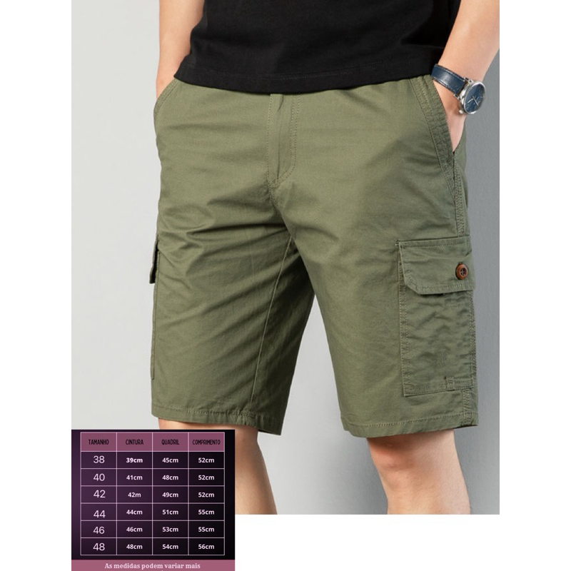 bermuda masculina Cargo brim em Oferta na Shopee