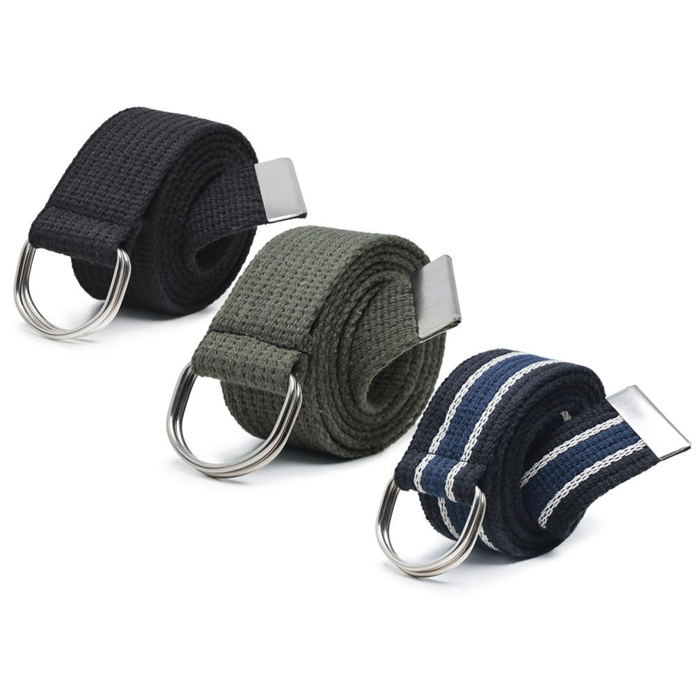 Kit 3 Cintos Masculino Argola Lona Gorgurao Tecido 9 Bordas