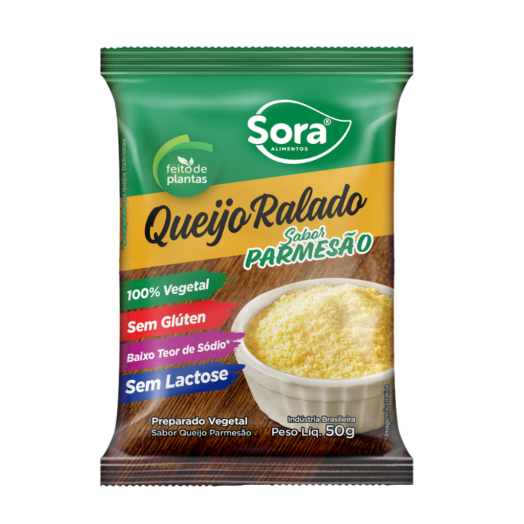 Queijo Ralado Parmesão Vegetal Sem Lactose Vegano Sora - 50g