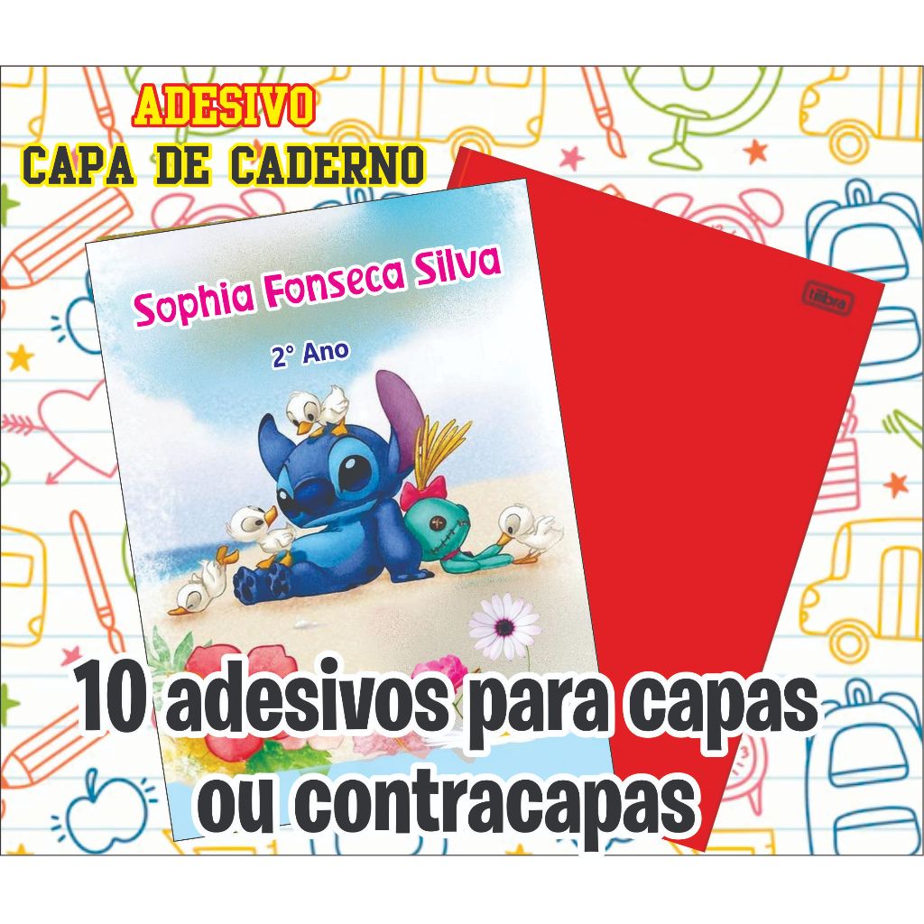 Adesivos para Capa de Caderno Grande (Kit com 10 unidades) QUALQUER TEMA/ARTE ÚNICA em Oferta na Shopee