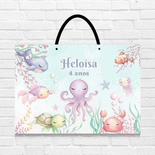 KIT SACOLAS PERSONALIZADAS FUNDO DO MAR- TAMANHO MÉDIO - IDEAL PARA LEMBRANCINHAS DE ANIVERSÁRIO INFANTIL, CHÁ DE BEBÊ VÁRIOS TEMAS