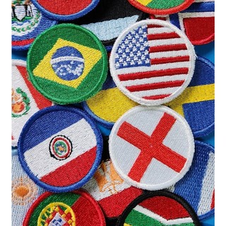 Kit c/ 10 Patch Bordado Mini Bandeira Redonda tamanho 4x4cm, temos países e estados brasileiros pronta entrega Brasil