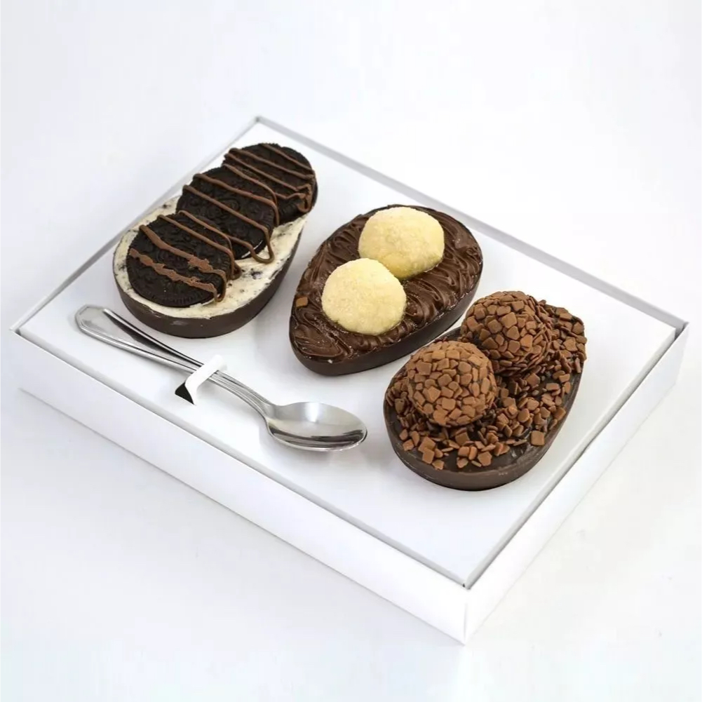 10 Caixas Ovo De Colher Trio 100 /150g Colorida Páscoa em Oferta na Shopee