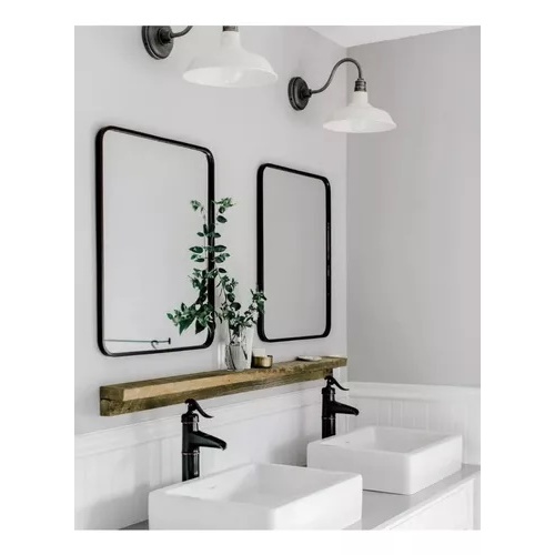 Espelho Decorativo 90cmx60cm Moldura Metal Luxo Quarto Sala Banheiro Salao