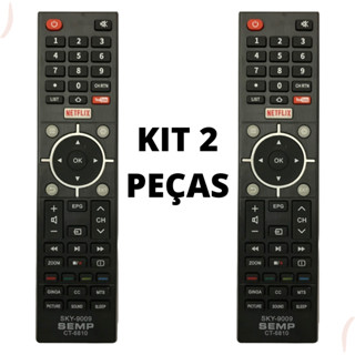 KIT 2 Controle Remoto Smart Para Tv Semp Toshiba Ct-6810 Com Tecla Netflix e Youtube