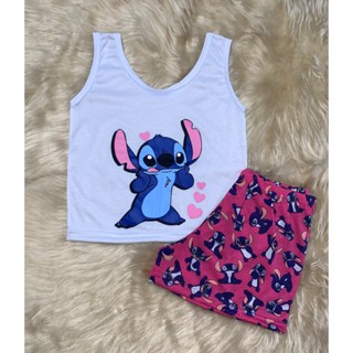 Pijama Infantil Feminino Camiseta De Blusa Branca Stitch