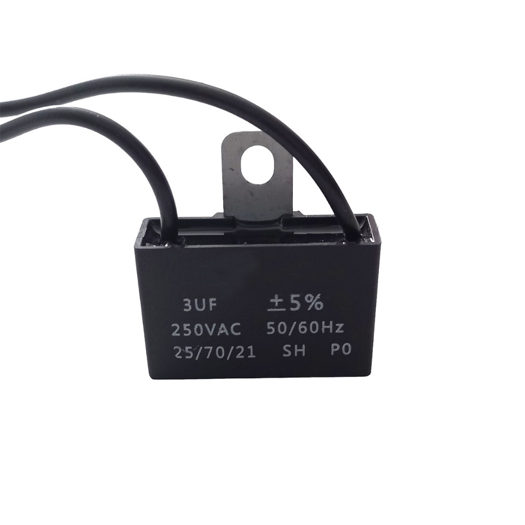 Capacitor Ac 3uf 250vac polipropileno 2 fios p/ ventilador 50/60hz em Oferta na Shopee