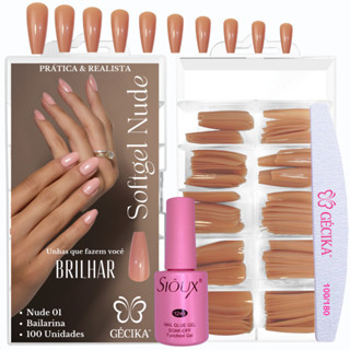 Softgel Nude Gecika Unhas Posticas Soft Gel Cola Unha Gel Aplicar Igual Soft Gel D&Z Lara Sioux Speed