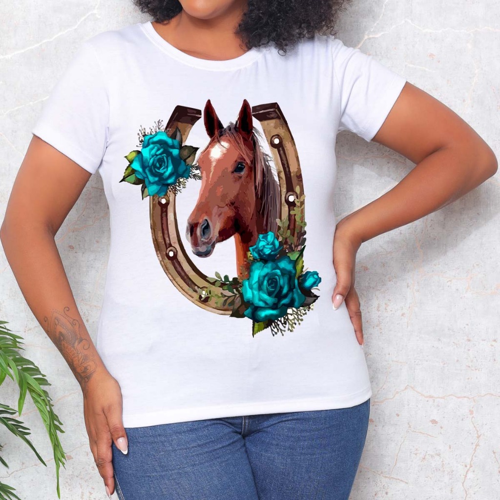 Camiseta Tshirt Feminina Blusa Estampas Country em Oferta na Shopee