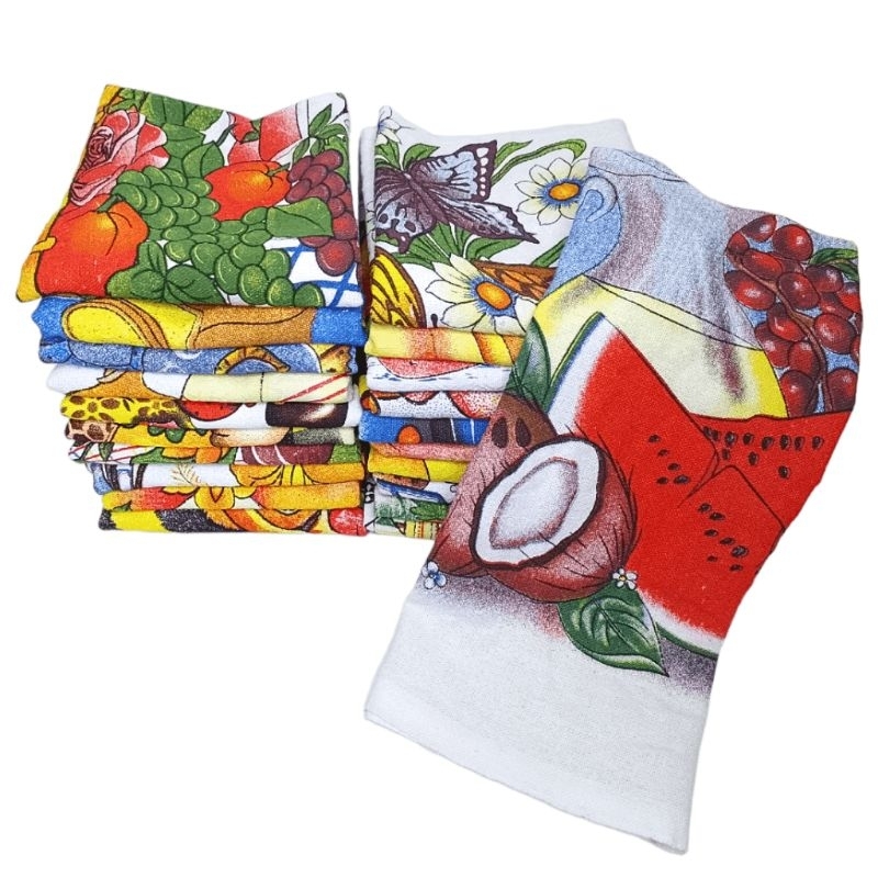 Kit com 20 panos de prato pé de galinha PG Itatex 42x65 estampas sortidas