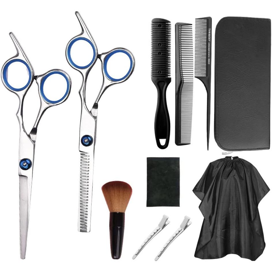 Kit 11 Peças Barbeiro De Barbear Inoxidável Tesoura De Aço tesoura de cabelo