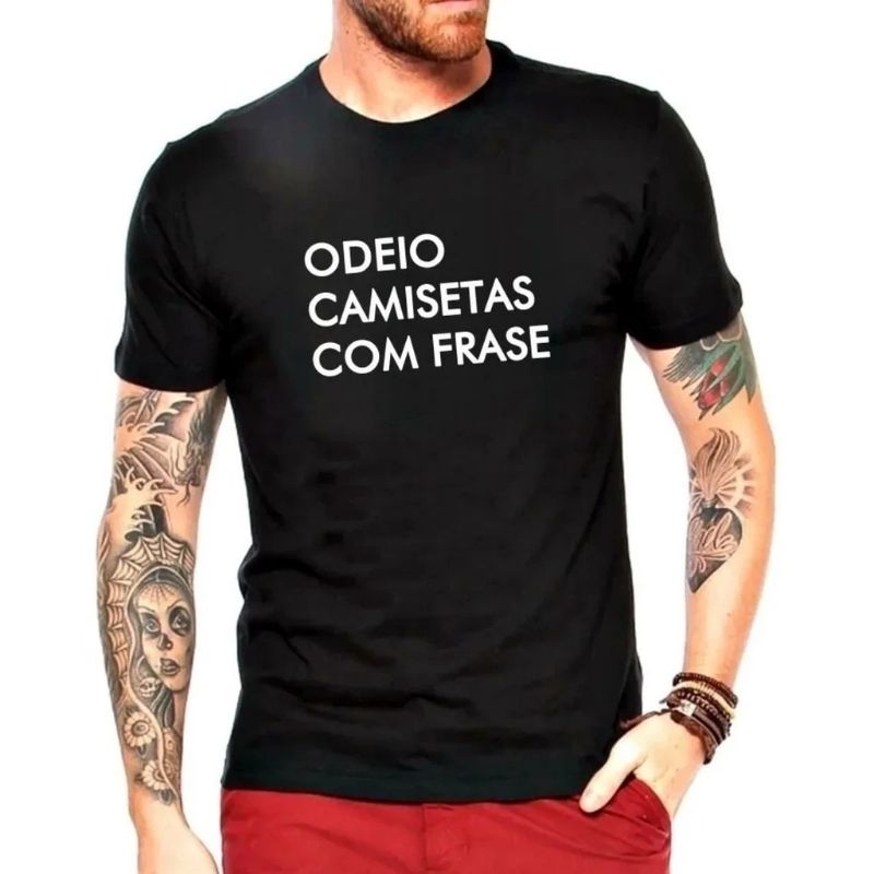 Camiseta Odeio Camisetas Com Frase Camisa Algodão Masculina Feminina Frases Engraçadas Meme Humor Resenha Carnaval Blusa Casual Estampada Básica Unissex Tumblr