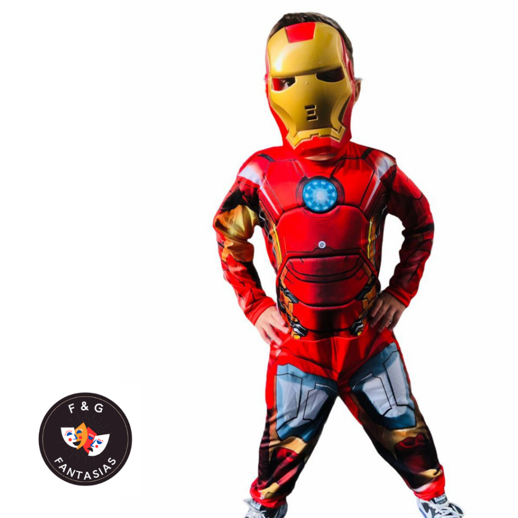 Fantasia Infantil Homem de Ferro Longa Com Enchimento e Máscara de Plástico em Oferta na Shopee