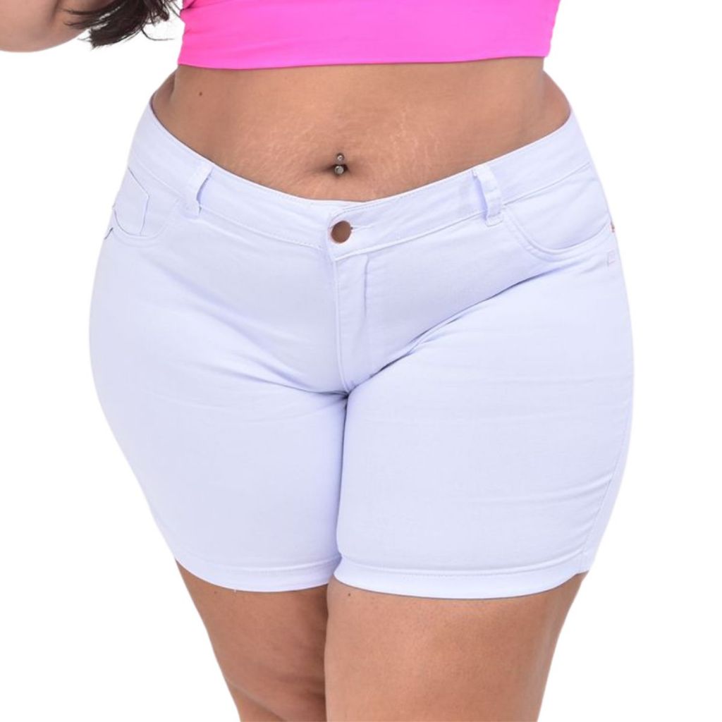 Bermuda Feminina Meia Coxa Branca Com Lycra 48 ao 58