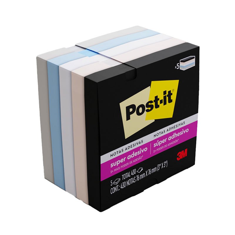 Bloco Adesivo Post-It 3M 76x76 mm Coleção Serenidade 430 Fls c/ 5 Cores