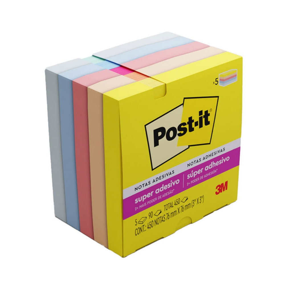 Bloco Adesivo Post-It 3M 76x76 mm Coleção Alegria 270Fls / 450 Fls