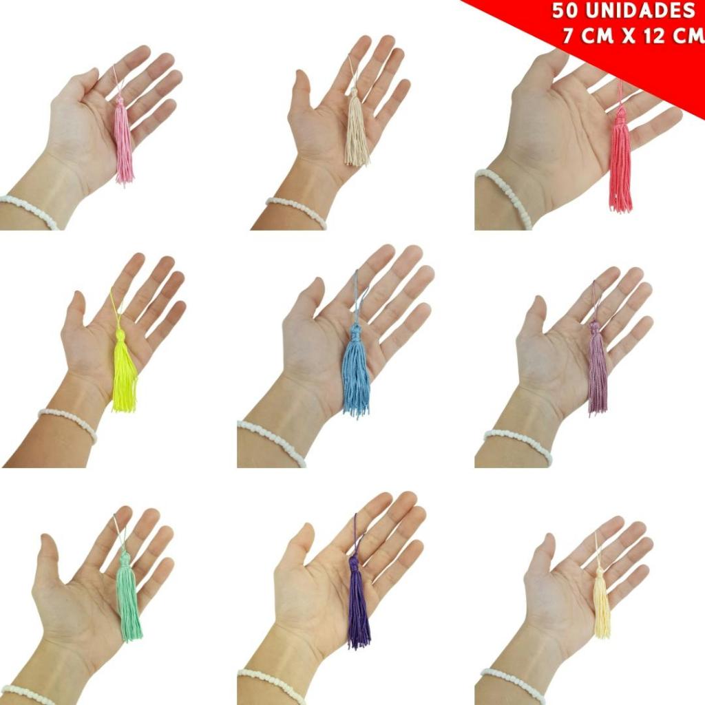 Pingente De Seda Tassel - Franja Cores Diversas - Com 50 Unidades - BRX