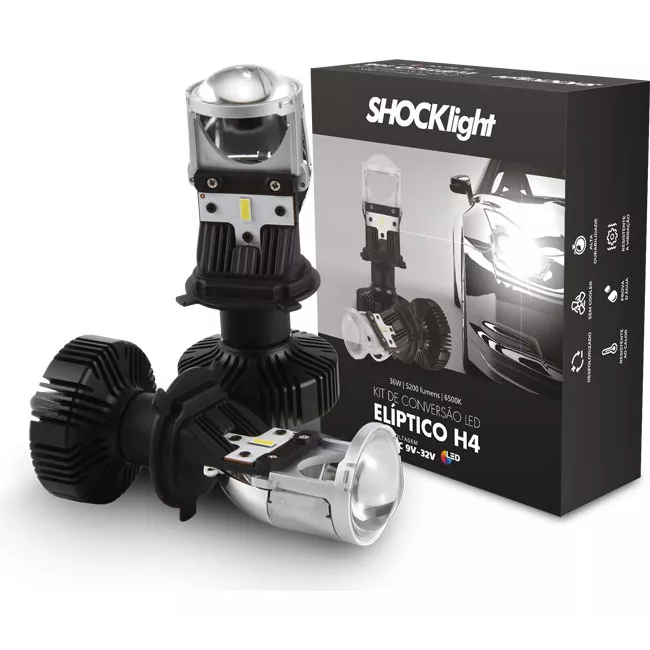 Farol Led Lâmpada H4 Mini  Projetor Canhão Fácil Instalação