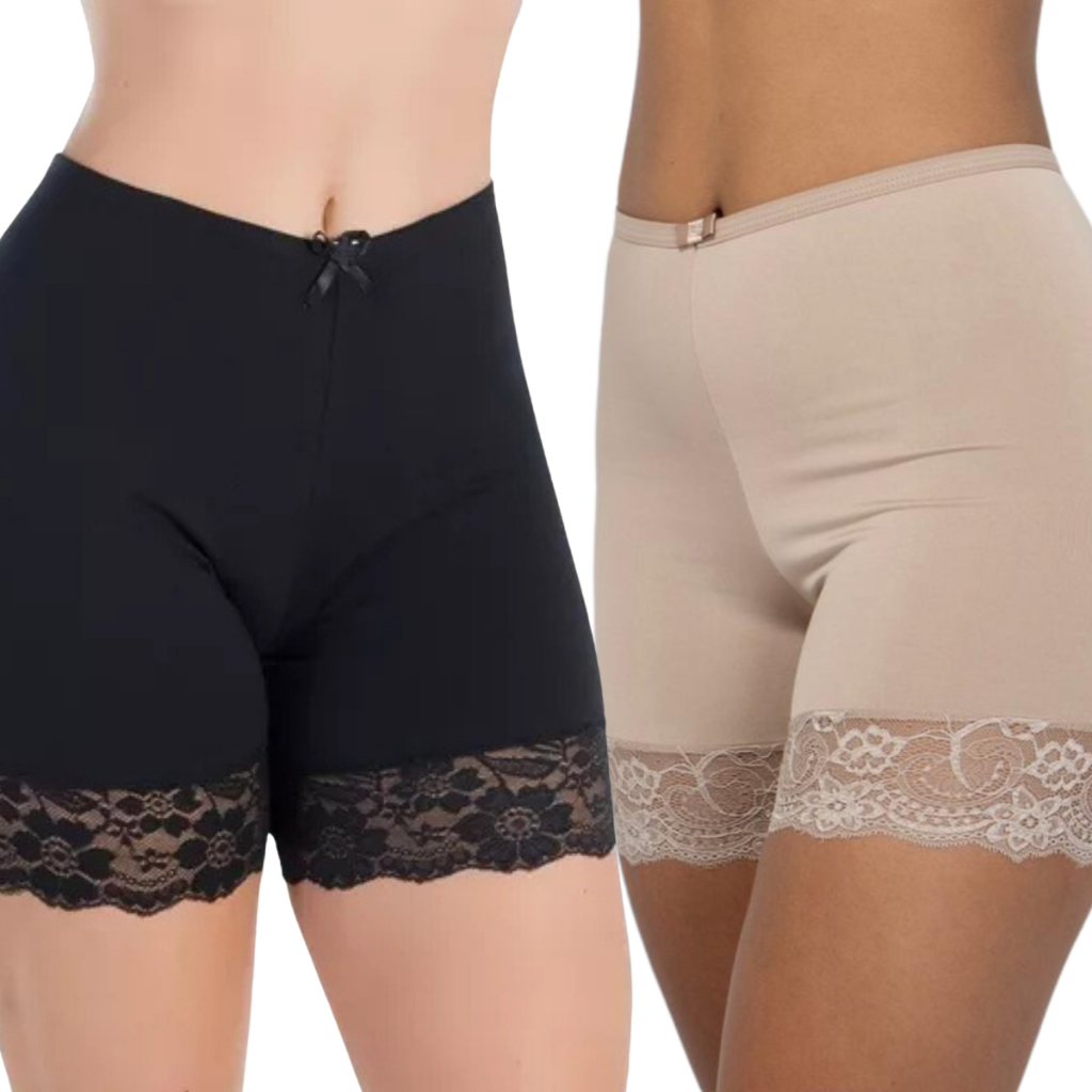 Kit 2 Short Anagua Feminino Segunda Pele Renda Saiote Vestido Bermuda Microfibra Lingerie Moda