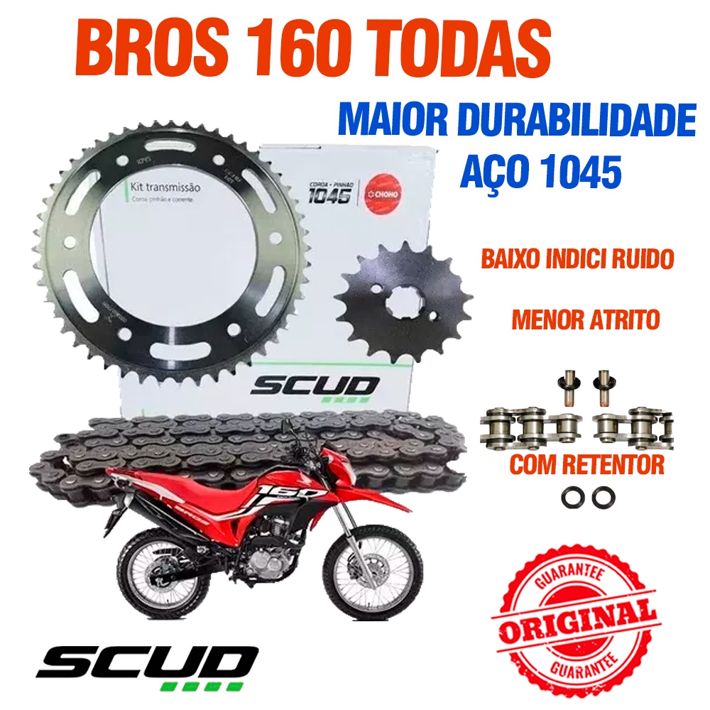 Kit Relação Transmissão Honda Bros 160 XRE 190 TODAS C Retentor Scud