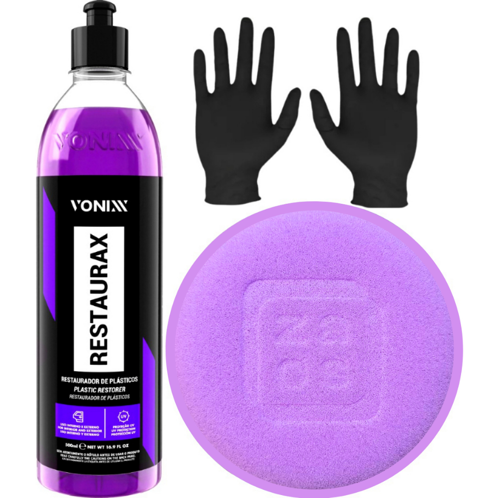 Restaurax Vonixx Kit Restaurador Plásticos Aplicador + Luva em Oferta na Shopee