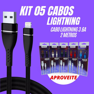 KIT 05 Cabos Usb Carregador P/ iPhone 6 7 8 Plus S X Xr Xs 11 11pro